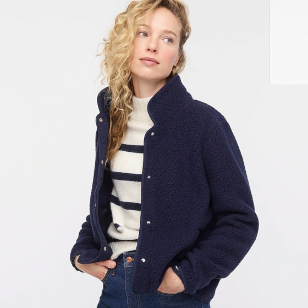 NWT J. Crew Polartec Sherpa Fleece Jacket L